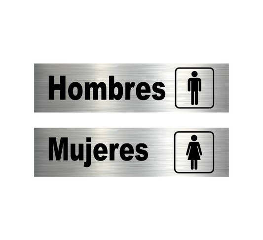 Par de letreros para baños / sanitarios, damas y caballeros