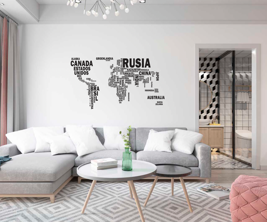 Mapamundi con nombres decorativo