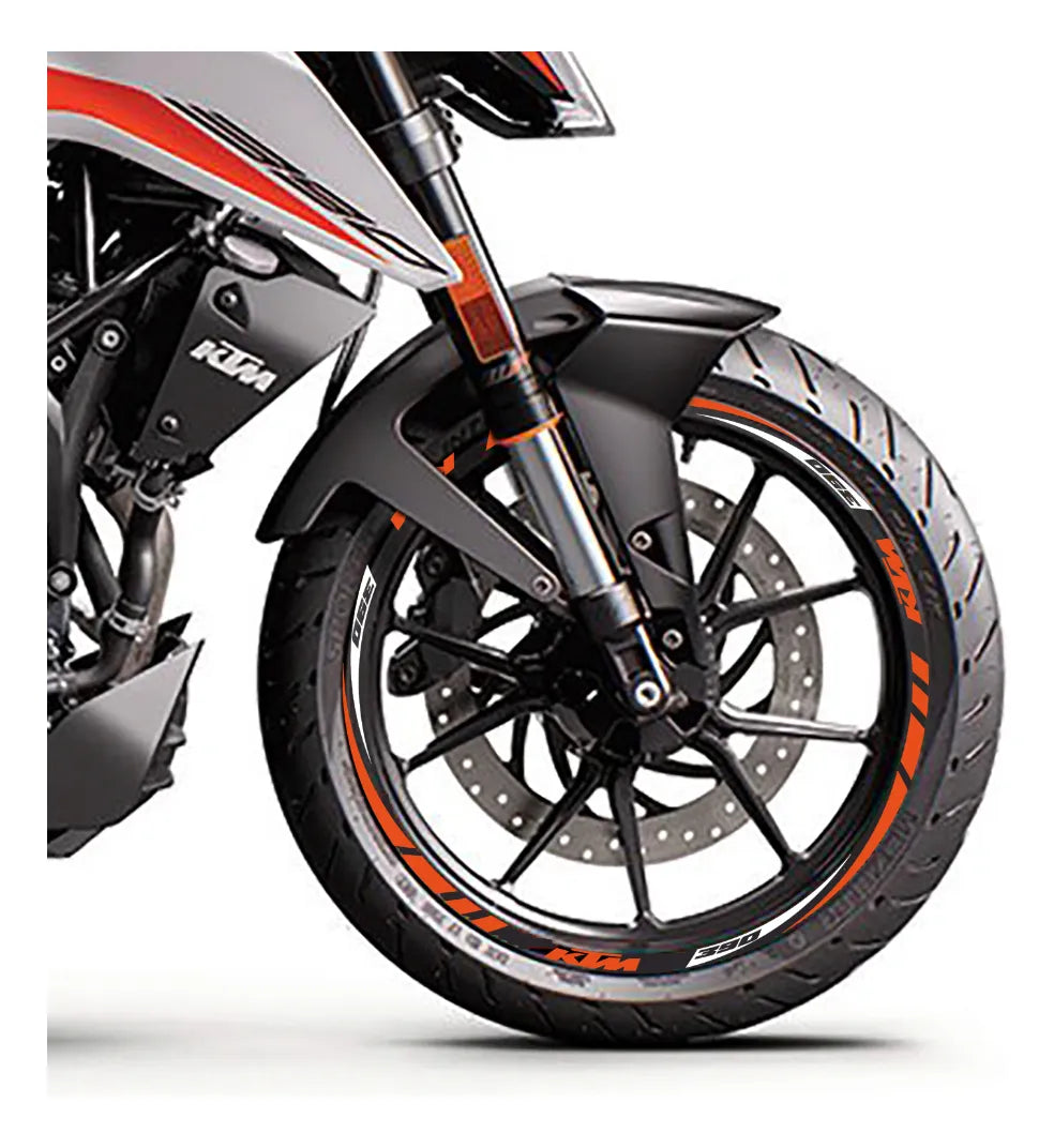 Stricker Calcomanias Reflejantes Para Rin Moto Ktm Duke 390 Naranja/blanco