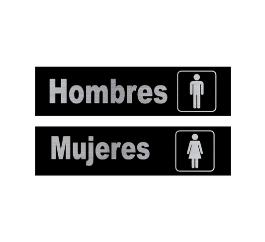 Par de letreros para baños / sanitarios, damas y caballeros