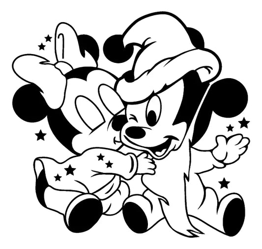 Sticker Calcomia Mickey Y Minnie Bebé Pared Niños Negro