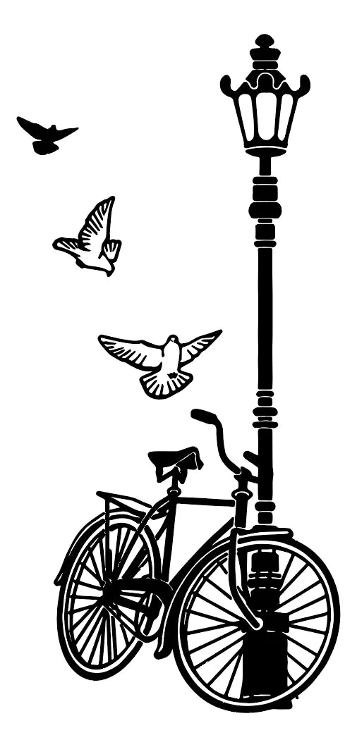 Sticker Calcomania Bicicleta Y Farola Decorativo Sala Libros